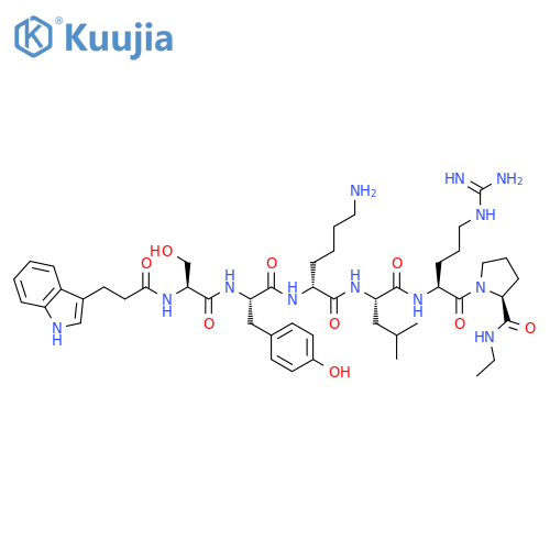 L-Prolinamide,N-[3-(1H-indol-3-yl)-1-oxopropyl]-L-seryl-L-tyrosyl-D-lysyl-L-leucyl-L-arginyl-N-ethyl- structure