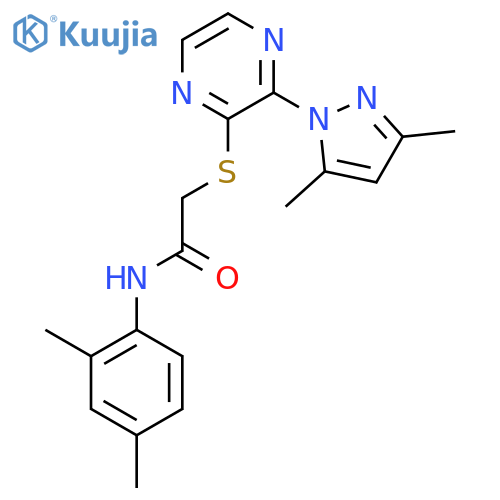 2-{3-(3,5-dimethyl-1H-pyrazol-1-yl)pyrazin-2-ylsulfanyl}-N-(2,4-dimethylphenyl)acetamide structure