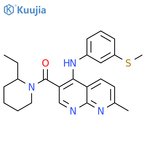 3-(2-ethylpiperidine-1-carbonyl)-7-methyl-N-[3-(methylsulfanyl)phenyl]-1,8-naphthyridin-4-amine structure