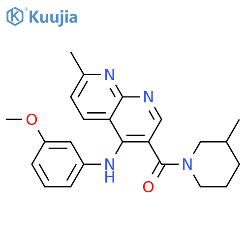 N-(3-methoxyphenyl)-7-methyl-3-(3-methylpiperidine-1-carbonyl)-1,8-naphthyridin-4-amine structure