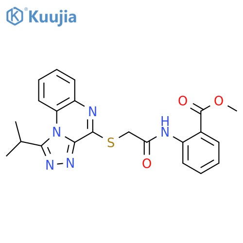 methyl 2-(2-{1-(propan-2-yl)-1,2,4triazolo4,3-aquinoxalin-4-ylsulfanyl}acetamido)benzoate structure