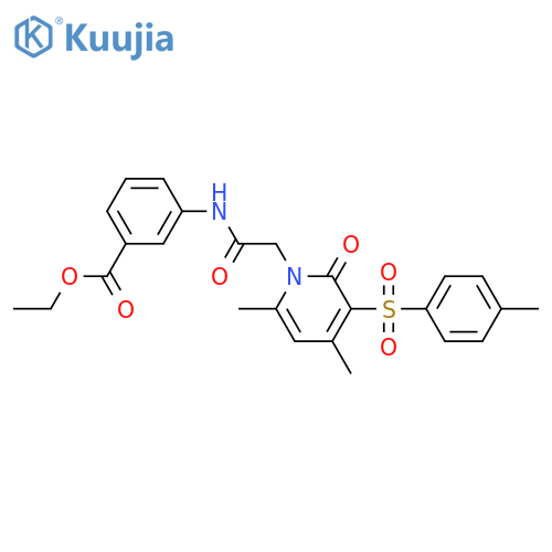 ethyl 3-{2-4,6-dimethyl-3-(4-methylbenzenesulfonyl)-2-oxo-1,2-dihydropyridin-1-ylacetamido}benzoate structure