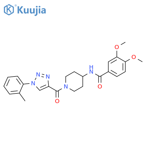 3,4-dimethoxy-N-{1-1-(2-methylphenyl)-1H-1,2,3-triazole-4-carbonylpiperidin-4-yl}benzamide structure
