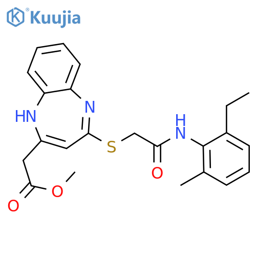 methyl 2-[4-({[(2-ethyl-6-methylphenyl)carbamoyl]methyl}sulfanyl)-1H-1,5-benzodiazepin-2-yl]acetate structure