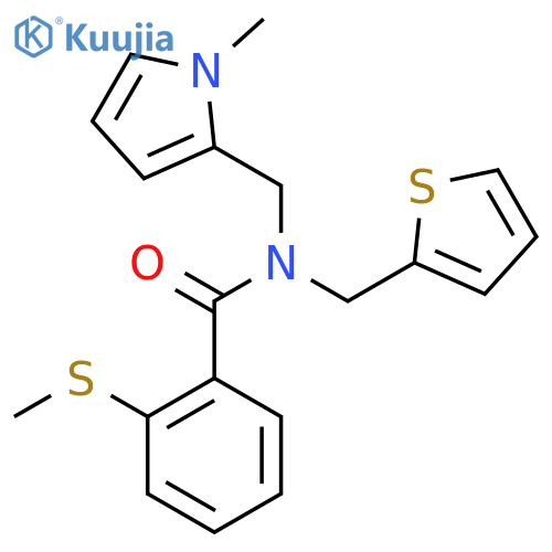 N-(1-methyl-1H-pyrrol-2-yl)methyl-2-(methylsulfanyl)-N-(thiophen-2-yl)methylbenzamide structure