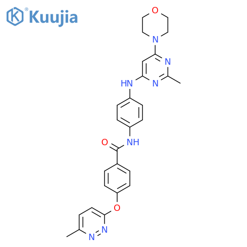 N-(4-{2-methyl-6-(morpholin-4-yl)pyrimidin-4-ylamino}phenyl)-4-(6-methylpyridazin-3-yl)oxybenzamide structure