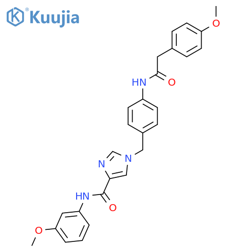 N-(3-methoxyphenyl)-1-({4-2-(4-methoxyphenyl)acetamidophenyl}methyl)-1H-imidazole-4-carboxamide structure