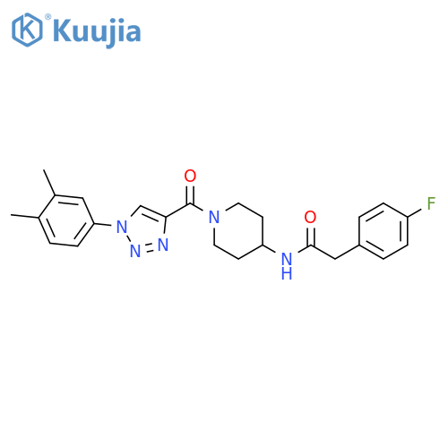 N-{1-1-(3,4-dimethylphenyl)-1H-1,2,3-triazole-4-carbonylpiperidin-4-yl}-2-(4-fluorophenyl)acetamide structure