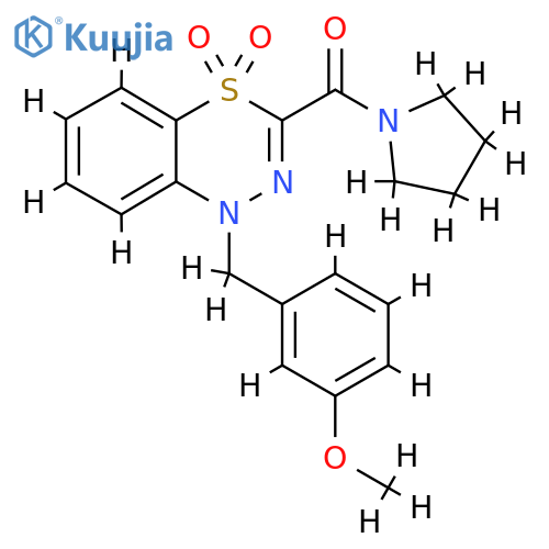 1-(3-methoxyphenyl)methyl-3-(pyrrolidine-1-carbonyl)-1H-4lambda6,1,2-benzothiadiazine-4,4-dione structure