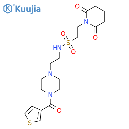 2-(2,6-dioxopiperidin-1-yl)-N-{2-4-(thiophene-3-carbonyl)piperazin-1-ylethyl}ethane-1-sulfonamide structure