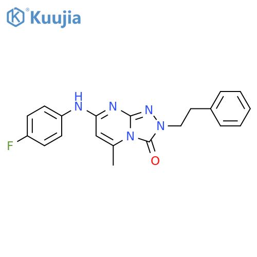 7-(4-fluorophenyl)amino-5-methyl-2-(2-phenylethyl)-2H,3H-1,2,4triazolo4,3-apyrimidin-3-one structure