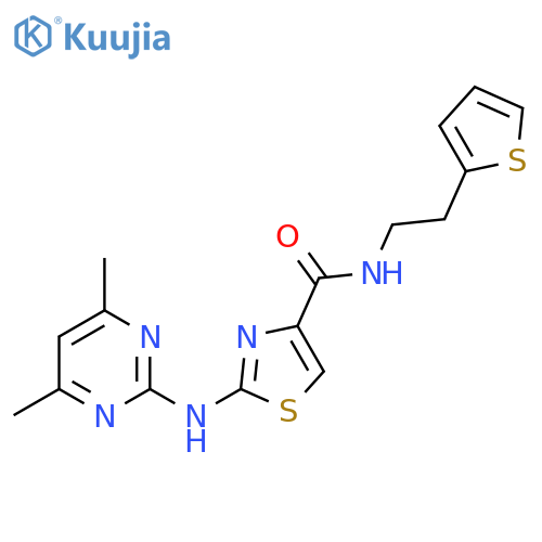 2-(4,6-dimethylpyrimidin-2-yl)amino-N-2-(thiophen-2-yl)ethyl-1,3-thiazole-4-carboxamide structure