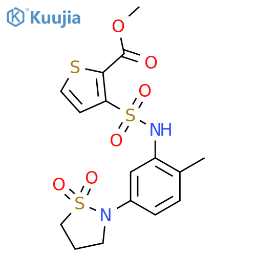 methyl 3-{5-(1,1-dioxo-1lambda6,2-thiazolidin-2-yl)-2-methylphenylsulfamoyl}thiophene-2-carboxylate structure