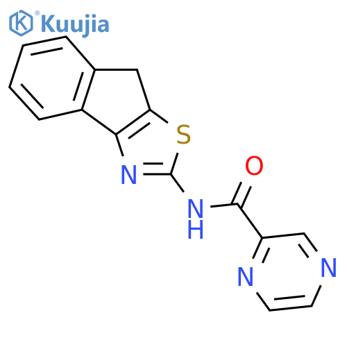 N-{8H-indeno1,2-d1,3thiazol-2-yl}pyrazine-2-carboxamide structure