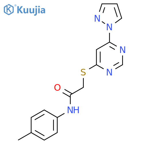 N-(4-methylphenyl)-2-{6-(1H-pyrazol-1-yl)pyrimidin-4-ylsulfanyl}acetamide structure