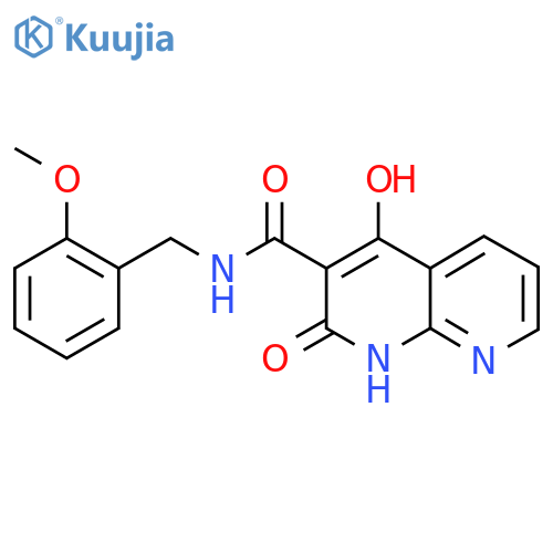 4-hydroxy-N-(2-methoxyphenyl)methyl-2-oxo-1,2-dihydro-1,8-naphthyridine-3-carboxamide structure
