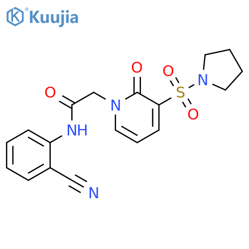 N-(2-cyanophenyl)-2-2-oxo-3-(pyrrolidine-1-sulfonyl)-1,2-dihydropyridin-1-ylacetamide structure