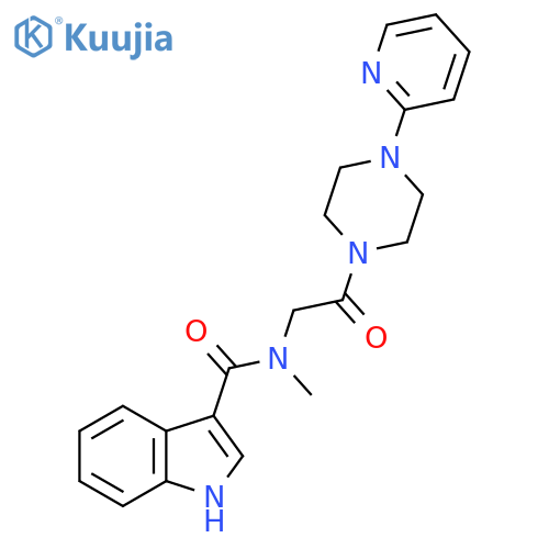 N-methyl-N-{2-oxo-2-4-(pyridin-2-yl)piperazin-1-ylethyl}-1H-indole-3-carboxamide structure