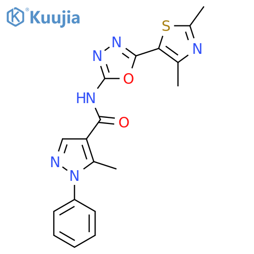 N-5-(2,4-dimethyl-1,3-thiazol-5-yl)-1,3,4-oxadiazol-2-yl-5-methyl-1-phenyl-1H-pyrazole-4-carboxamide structure