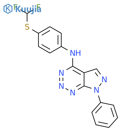 N-{4-[(difluoromethyl)sulfanyl]phenyl}-7-phenyl-7H-pyrazolo[3,4-d][1,2,3]triazin-4-amine structure