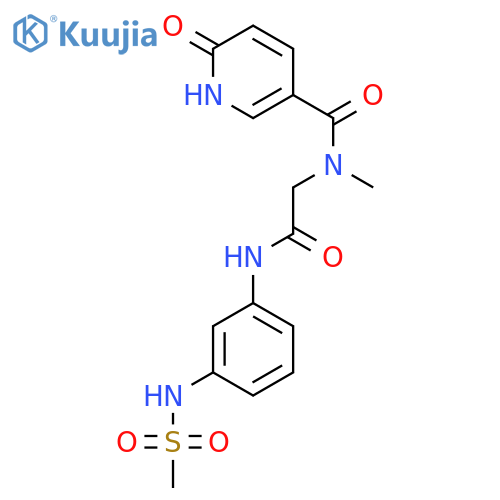 N-(3-methanesulfonamidophenyl)-2-N-methyl-1-(6-oxo-1,6-dihydropyridin-3-yl)formamidoacetamide structure