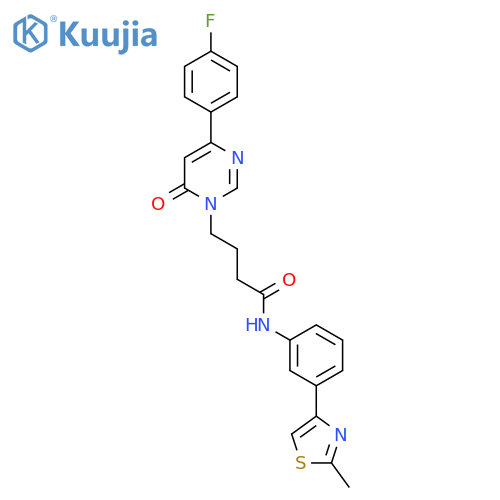 4-4-(4-fluorophenyl)-6-oxo-1,6-dihydropyrimidin-1-yl-N-3-(2-methyl-1,3-thiazol-4-yl)phenylbutanamide structure