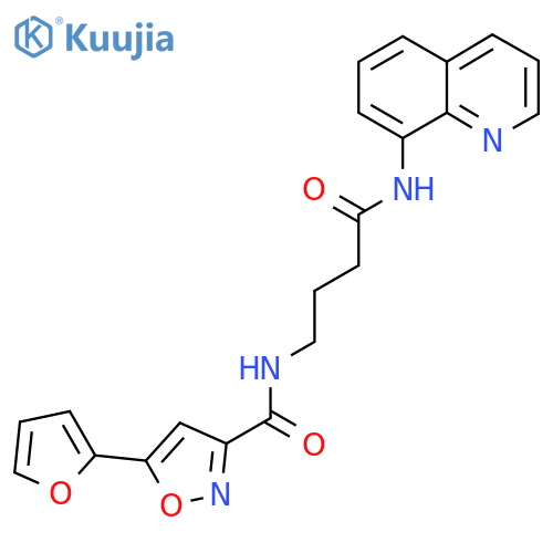 4-{5-(furan-2-yl)-1,2-oxazol-3-ylformamido}-N-(quinolin-8-yl)butanamide structure