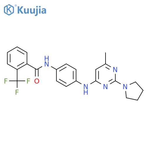 N-(4-{6-methyl-2-(pyrrolidin-1-yl)pyrimidin-4-ylamino}phenyl)-2-(trifluoromethyl)benzamide structure