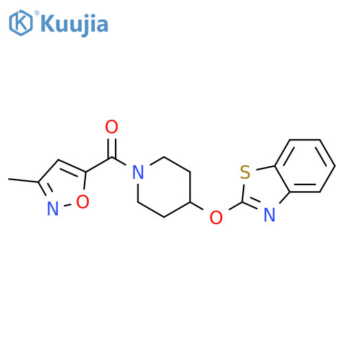 2-{1-(3-methyl-1,2-oxazole-5-carbonyl)piperidin-4-yloxy}-1,3-benzothiazole structure
