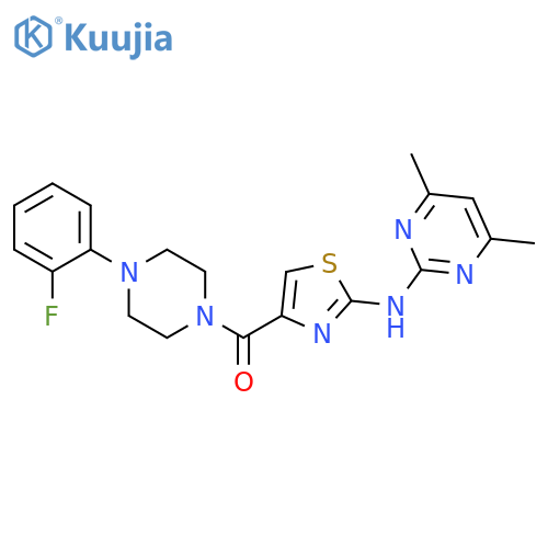 N-{4-4-(2-fluorophenyl)piperazine-1-carbonyl-1,3-thiazol-2-yl}-4,6-dimethylpyrimidin-2-amine structure