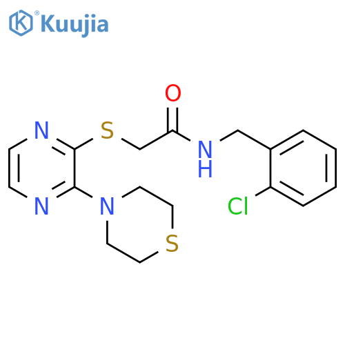 N-[(2-chlorophenyl)methyl]-2-{[3-(thiomorpholin-4-yl)pyrazin-2-yl]sulfanyl}acetamide structure