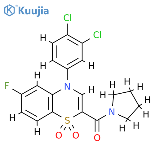 4-(3,4-dichlorophenyl)-6-fluoro-2-(pyrrolidine-1-carbonyl)-4H-1lambda6,4-benzothiazine-1,1-dione structure