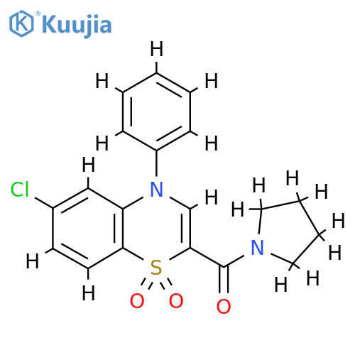 6-chloro-4-phenyl-2-(pyrrolidine-1-carbonyl)-4H-1lambda6,4-benzothiazine-1,1-dione structure