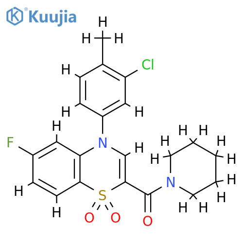 4-(3-chloro-4-methylphenyl)-6-fluoro-2-(piperidine-1-carbonyl)-4H-1lambda6,4-benzothiazine-1,1-dione structure