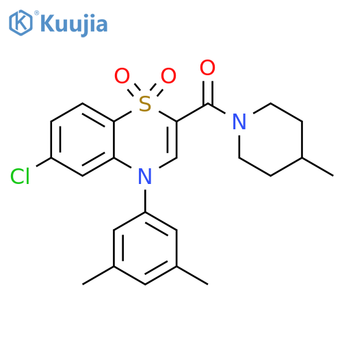 6-chloro-4-(3,5-dimethylphenyl)-2-(4-methylpiperidine-1-carbonyl)-4H-1lambda6,4-benzothiazine-1,1-dione structure
