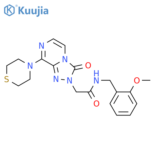 N-(2-methoxyphenyl)methyl-2-3-oxo-8-(thiomorpholin-4-yl)-2H,3H-1,2,4triazolo4,3-apyrazin-2-ylacetamide structure