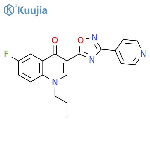 6-fluoro-1-propyl-3-[3-(pyridin-4-yl)-1,2,4-oxadiazol-5-yl]-1,4-dihydroquinolin-4-one structure
