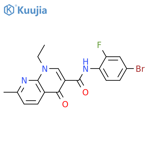 N-(4-bromo-2-fluorophenyl)-1-ethyl-7-methyl-4-oxo-1,4-dihydro-1,8-naphthyridine-3-carboxamide structure