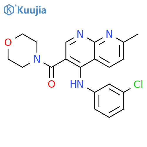 N-(3-chlorophenyl)-7-methyl-3-(morpholine-4-carbonyl)-1,8-naphthyridin-4-amine structure
