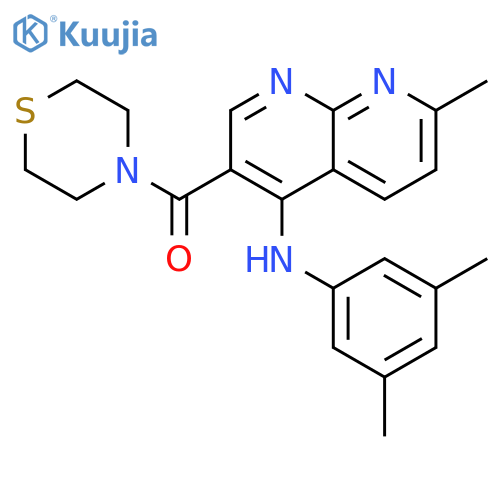 N-(3,5-dimethylphenyl)-7-methyl-3-(thiomorpholine-4-carbonyl)-1,8-naphthyridin-4-amine structure