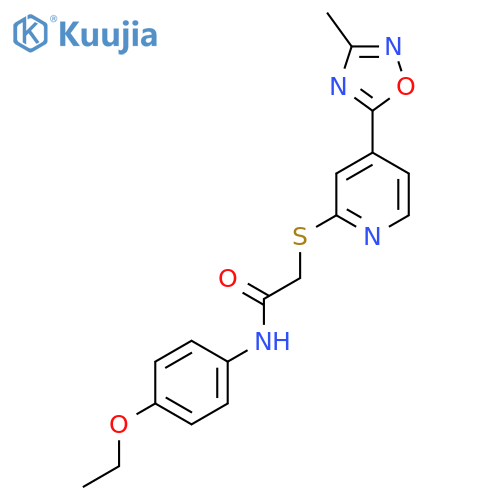 N-(4-ethoxyphenyl)-2-{4-(3-methyl-1,2,4-oxadiazol-5-yl)pyridin-2-ylsulfanyl}acetamide structure