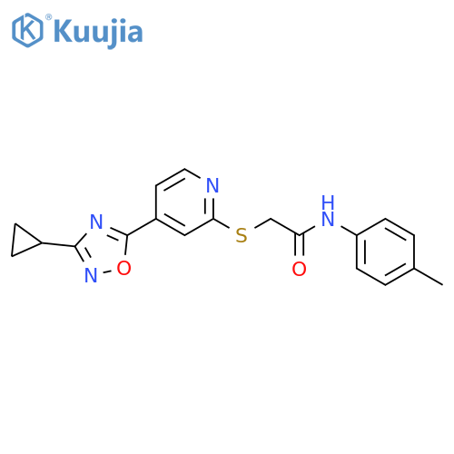 2-{4-(3-cyclopropyl-1,2,4-oxadiazol-5-yl)pyridin-2-ylsulfanyl}-N-(4-methylphenyl)acetamide structure