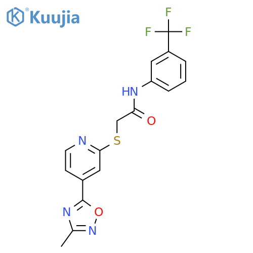 2-{4-(3-methyl-1,2,4-oxadiazol-5-yl)pyridin-2-ylsulfanyl}-N-3-(trifluoromethyl)phenylacetamide structure