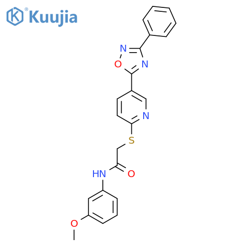N-(3-methoxyphenyl)-2-{5-(3-phenyl-1,2,4-oxadiazol-5-yl)pyridin-2-ylsulfanyl}acetamide structure