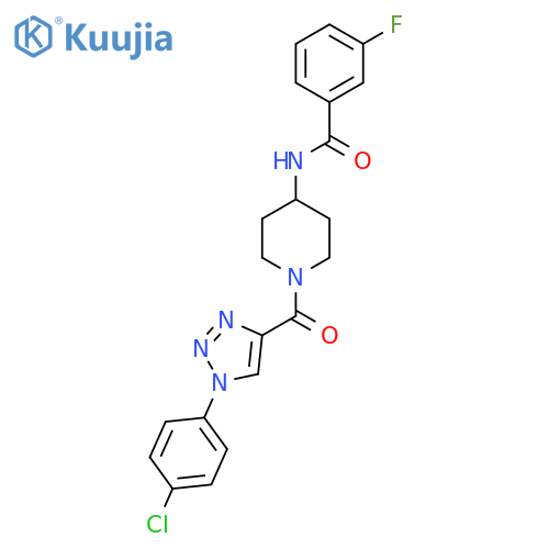 N-{1-1-(4-chlorophenyl)-1H-1,2,3-triazole-4-carbonylpiperidin-4-yl}-3-fluorobenzamide structure