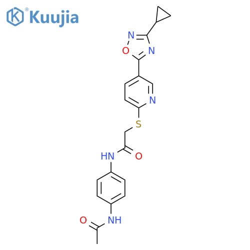 2-{5-(3-cyclopropyl-1,2,4-oxadiazol-5-yl)pyridin-2-ylsulfanyl}-N-(4-acetamidophenyl)acetamide structure