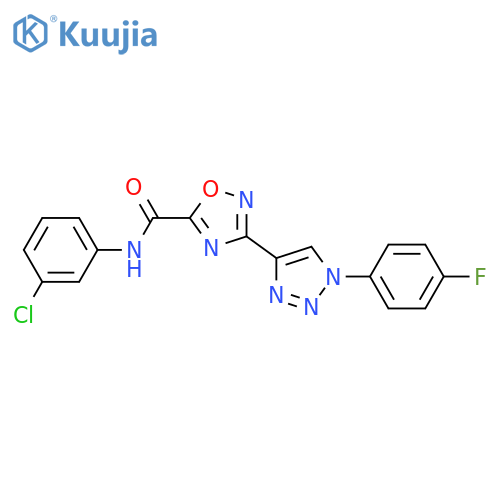 N-(3-chlorophenyl)-3-1-(4-fluorophenyl)-1H-1,2,3-triazol-4-yl-1,2,4-oxadiazole-5-carboxamide structure