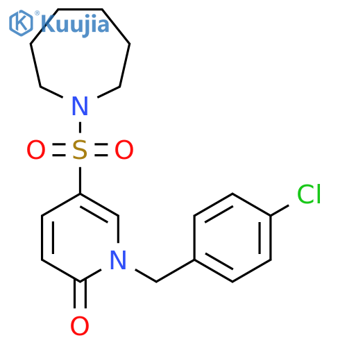 5-(azepane-1-sulfonyl)-1-(4-chlorophenyl)methyl-1,2-dihydropyridin-2-one structure