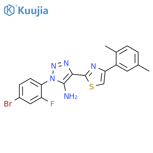 1-(4-bromo-2-fluorophenyl)-4-[4-(2,5-dimethylphenyl)-1,3-thiazol-2-yl]-1H-1,2,3-triazol-5-amine structure