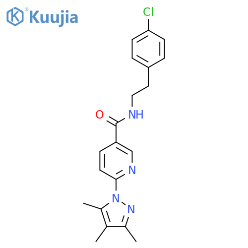 N-2-(4-chlorophenyl)ethyl-6-(3,4,5-trimethyl-1H-pyrazol-1-yl)pyridine-3-carboxamide structure